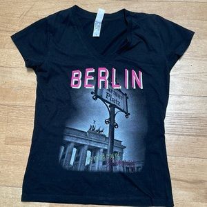 Black Cotton Souvenir Berlin Germany Tee T Shirt
